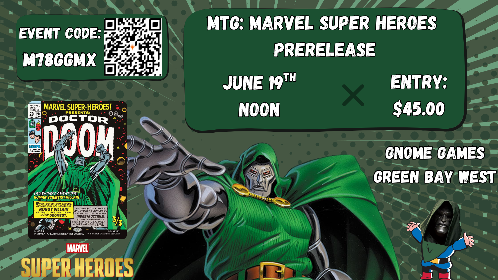 Magic the Gathering: Marvel Super Heroes Vol. 1 Prerelease at Gnome Games Green Bay West